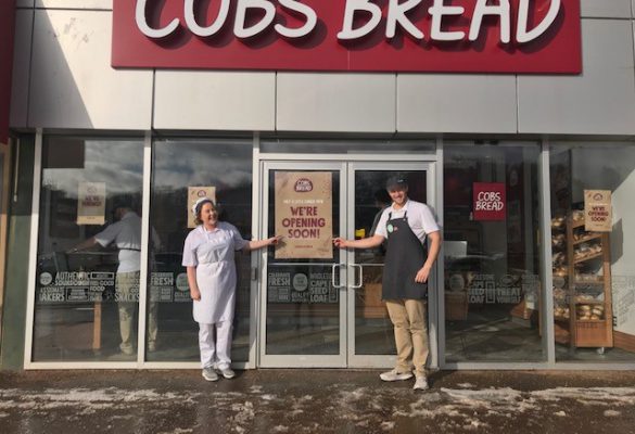 Ben and Rebecca in front of COBS Bread Bedford