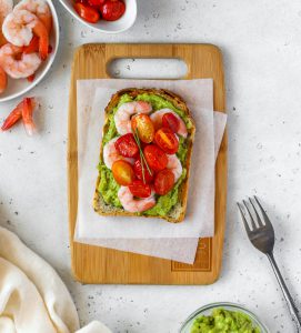 Avocado, Shimp and Tomato Toast