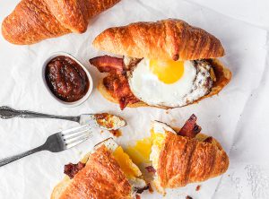 Croissant breakfast sandwich