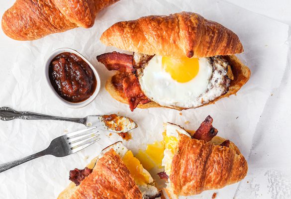 Croissant breakfast sandwich