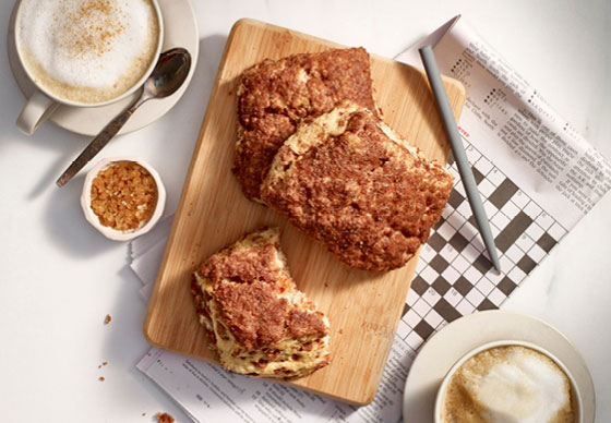 Cinnamon Scones on Cutting Board